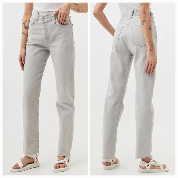Agolde 26 90s Grunge Hippie Organic High Rise Straight Leg Criss Cross Jeans - Picture 1 of 16